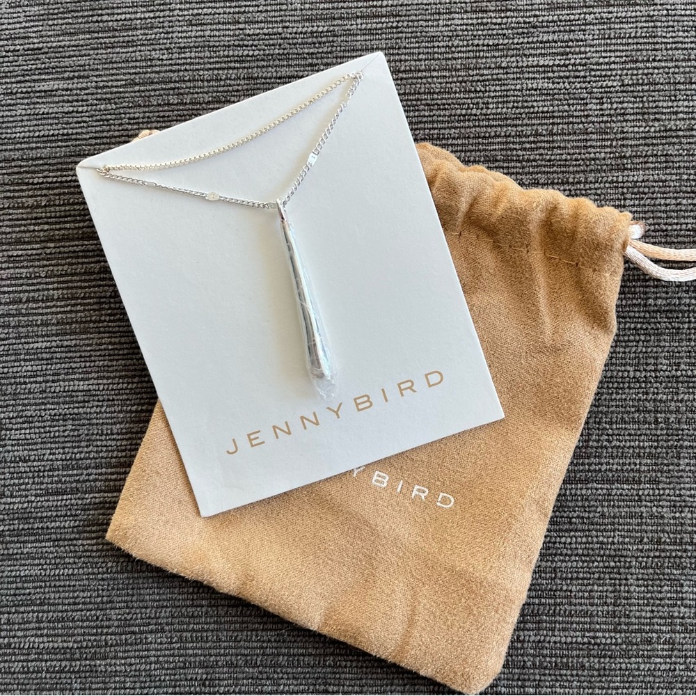 Jenny Bird Leana Double Chain Silver Teardrop Drop Dangle Pendant Necklace